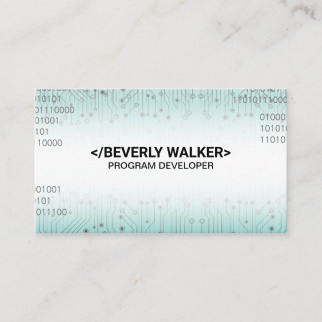 Circuit Board Binary Coding Background Business Ca Card (Front)