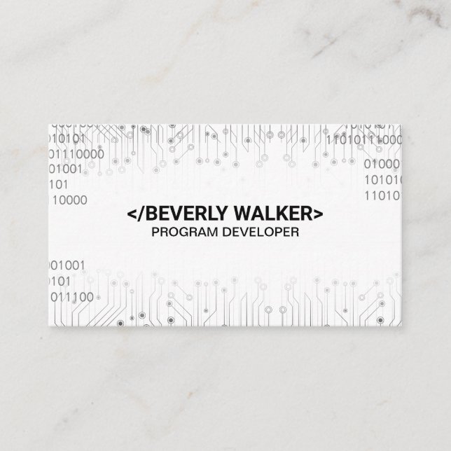 Circuit Board Binary Coding Background Business Card (Front)