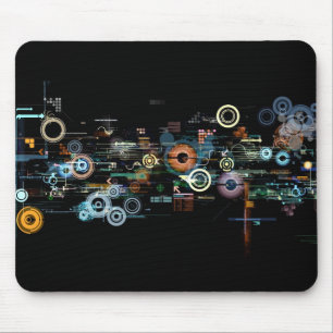 Circuit Board - Black Mouse Pad