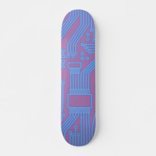 Circuit Board Blue  Skateboard