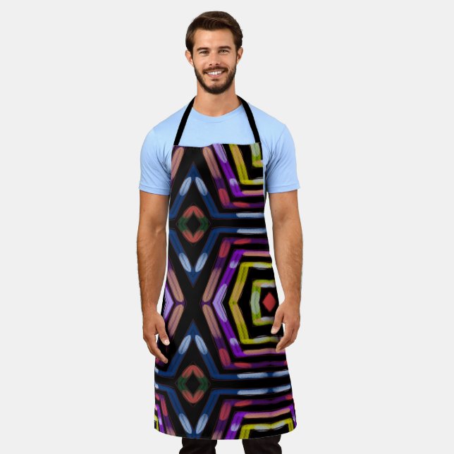 Circuit Board Colourful Futuristic Neon Apron (Worn)
