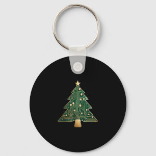 Circuit Board Computer Tech Christmas Tree  Key Ring
