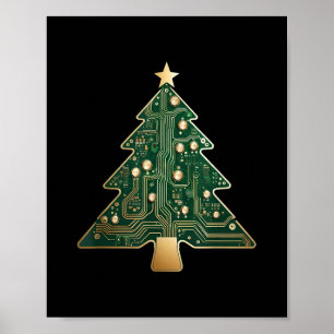 Circuit Board Computer Tech Christmas Tree  Poster