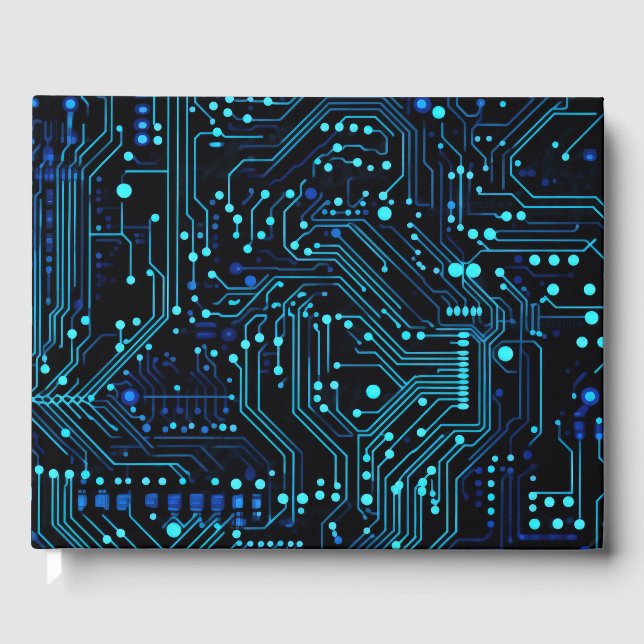 Circuit Board design illustration Cushion Guest Book (Front)