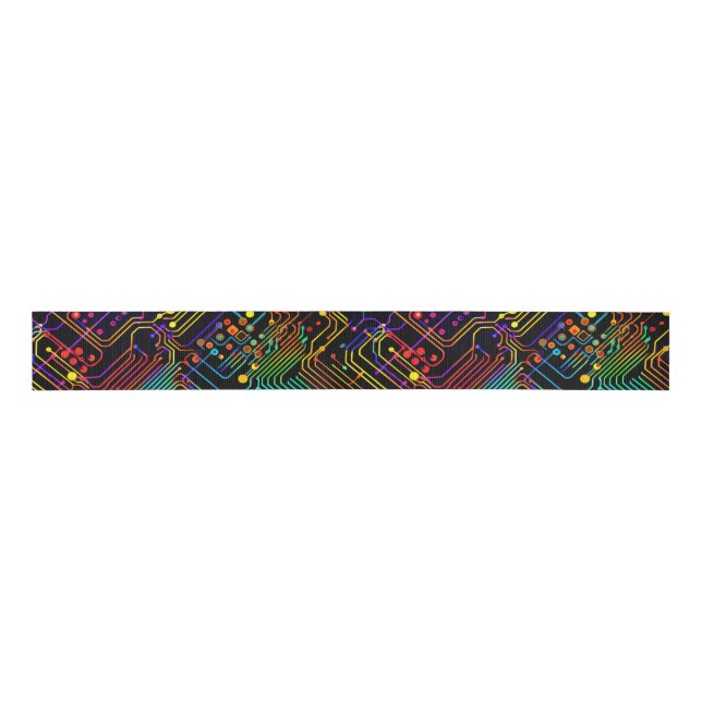 Circuit Board design illustration Grosgrain Ribbon (Front)