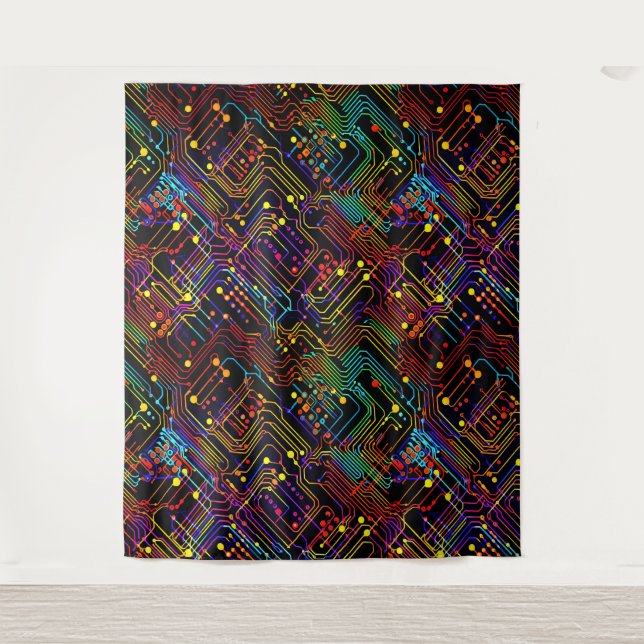Circuit Board design illustration Tapestry (Front)
