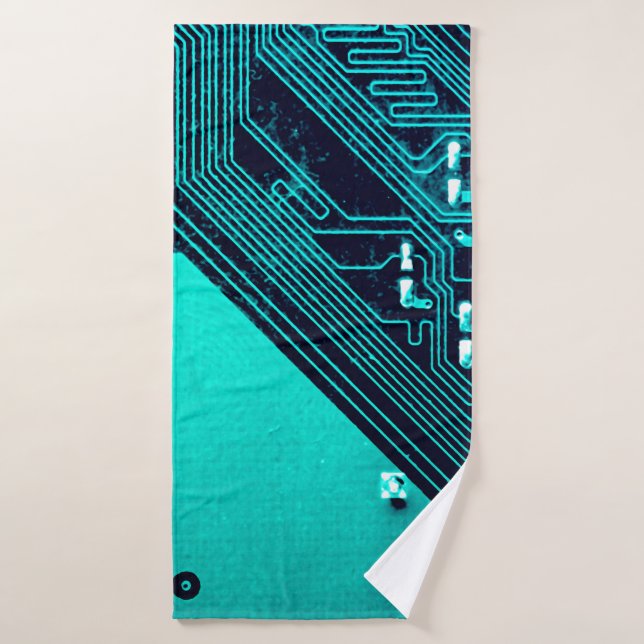 Circuit board. Electronic computer hardware techno Bath Towel (Bath Towel)