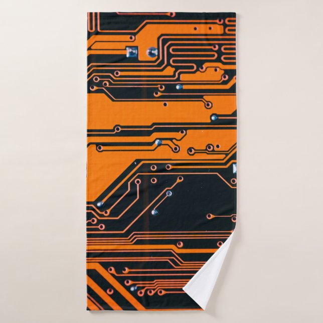 Circuit board. Electronic computer hardware techno Bath Towel (Bath Towel)
