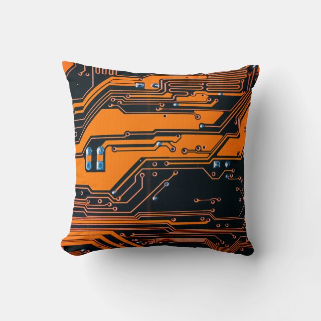 Circuit board. Electronic computer hardware techno Cushion (Front)