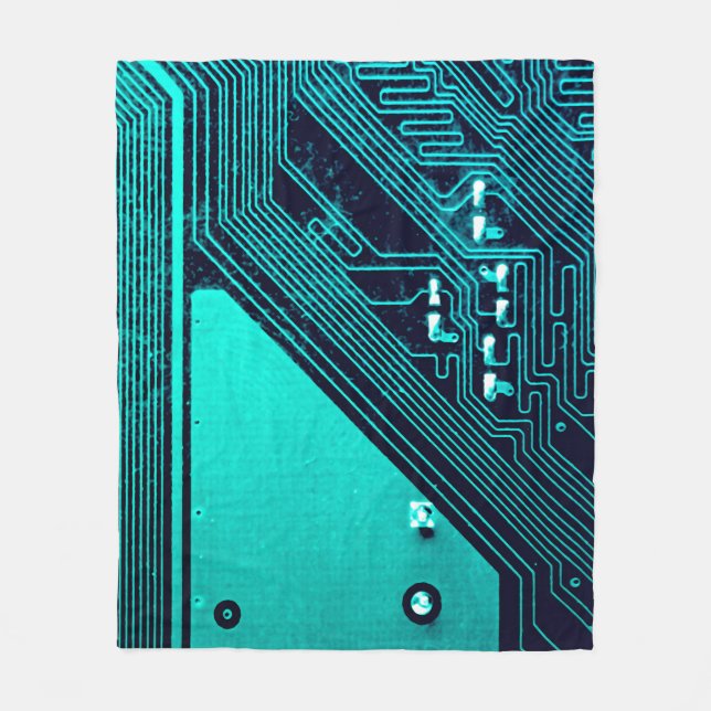 Circuit board. Electronic computer hardware techno Fleece Blanket (Front)