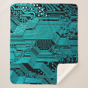 Circuit board. Electronic computer hardware techno Sherpa Blanket
