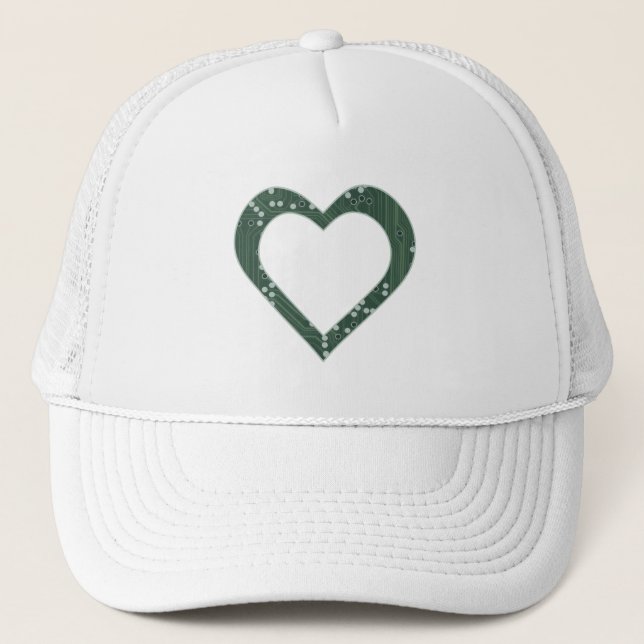 Circuit board Heart Trucker Hat (Front)