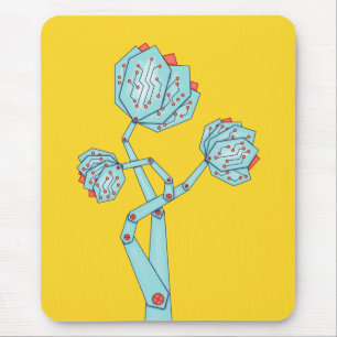 Circuit Board Mechanical Flowers Geek Girl Mouse Pad