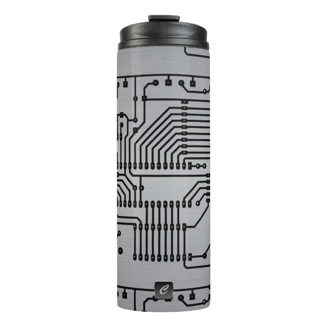 Circuit Board Metalic Monogrammed Tumbler (Front)