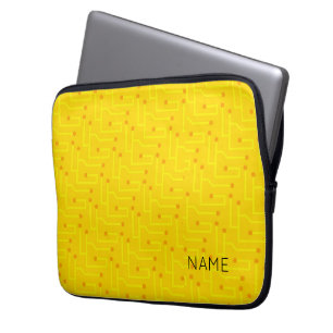 Circuit Board Modern Yellow Orange Tech NAME Laptop Sleeve