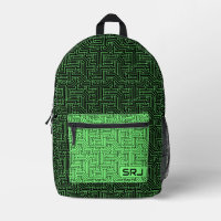 Circuit Board Neon Green Black Custom Monogram