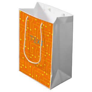 Circuit Board orange yellow TEXT Modern Computer Medium Gift Bag