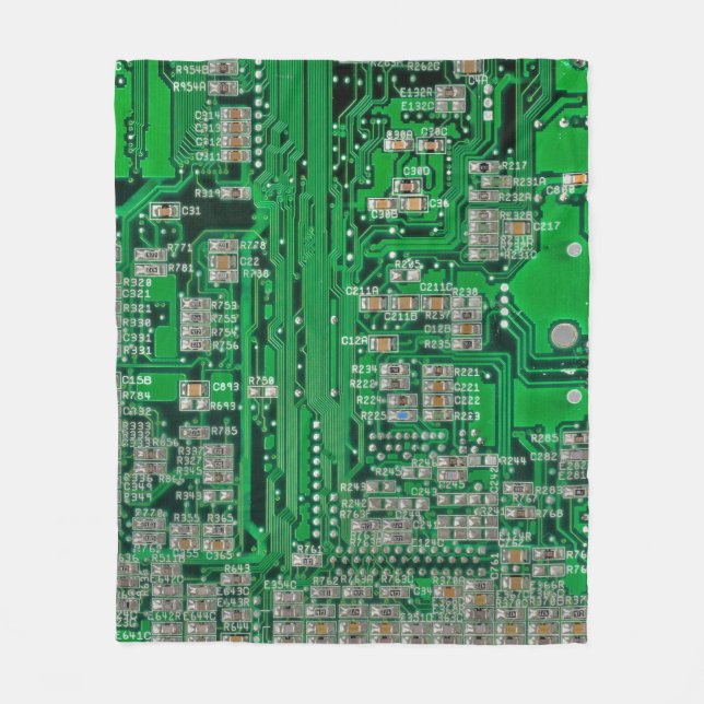 Circuit Board Painting Fleece Blanket (Front)
