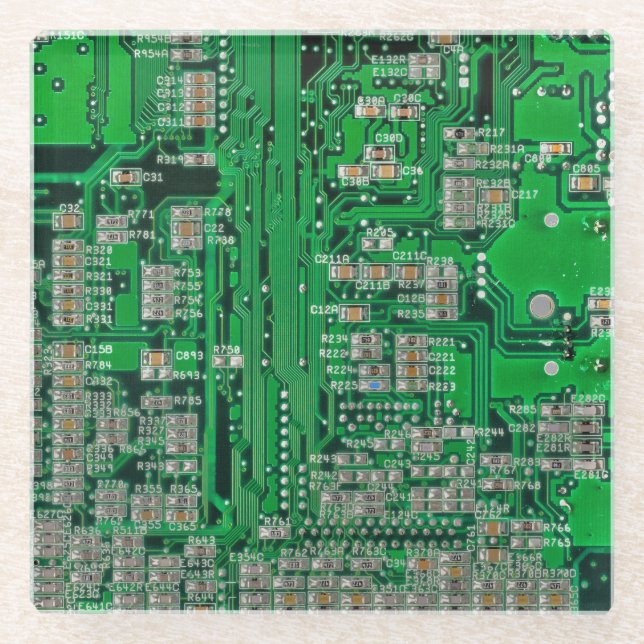 Circuit Board Painting Glass Coaster (Front)