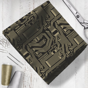 Circuit Board Pattern Gold ID245 Fabric