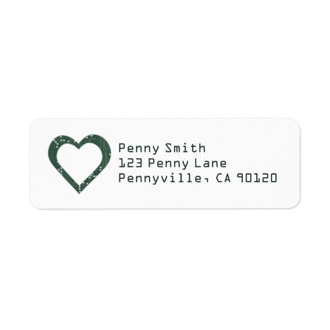 Circuit board Pattern Heart Return Address Label (Front)