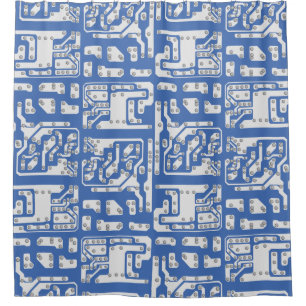Circuit board pattern shower curtain