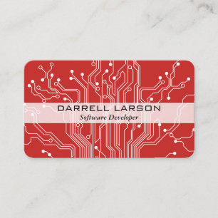 Circuit Board Red Black Business Card