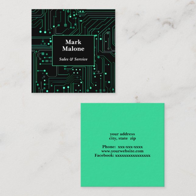Circuit Board Square Business Card (Front/Back)