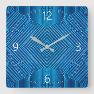 Circuit board square wall clock