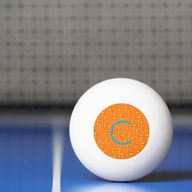 Circuit Board Tech INITIAL Orange Yellow Game Fun Ping Pong Ball (Net)