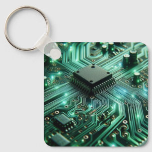 Circuit Board with green energy Key Ring