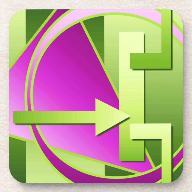 "Circuit Diagram" digital art print, lime green Coaster (Front)