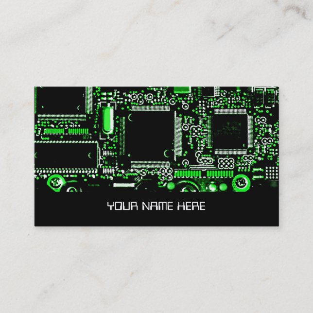 Circuit Green 2 business card template (Front)