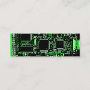 Circuit Green 2 business card template skinny