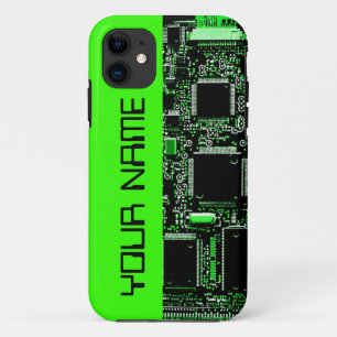 Circuit Green 2 "Name" iPhone case side green