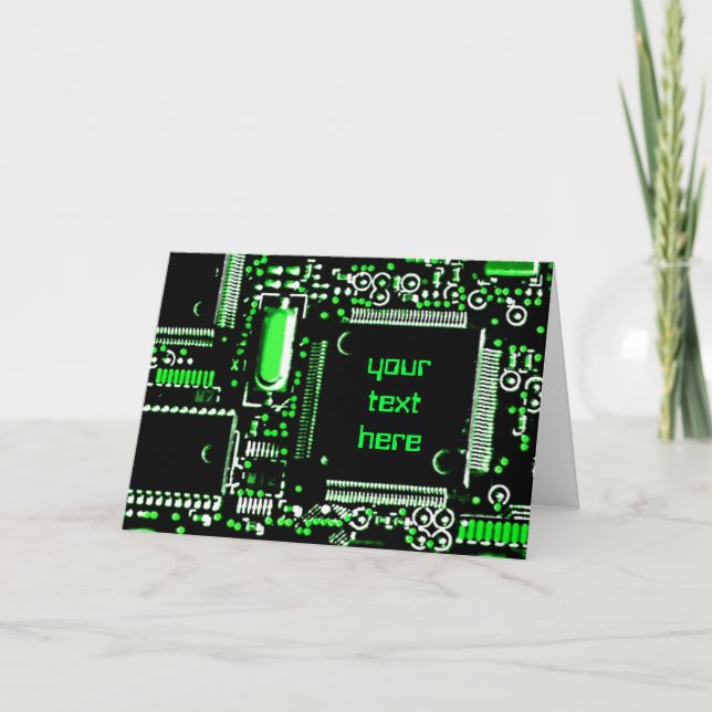 Circuit Green 2 'Your Text' greetings card (Front)
