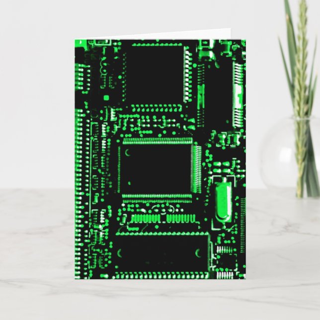 Circuit Green greetings card portrait (Front)