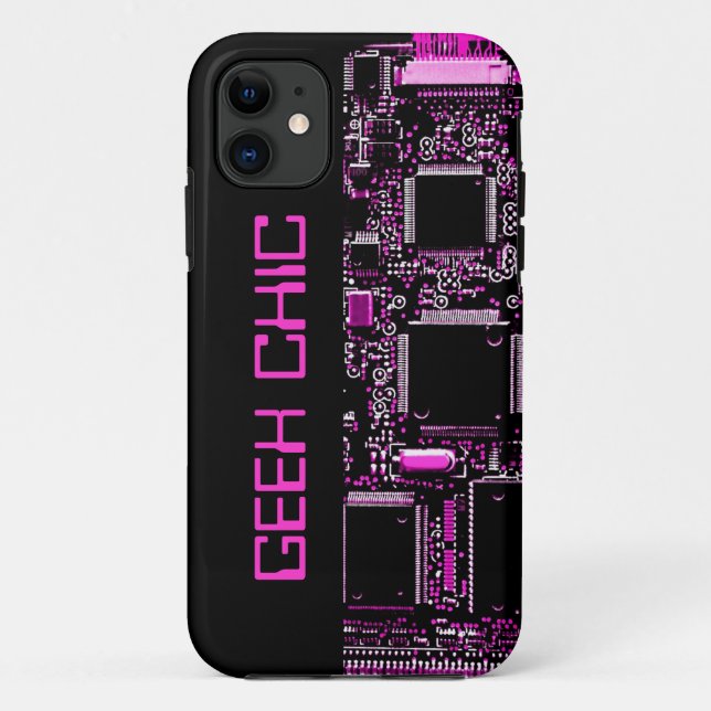 Circuit Pink 'Geek Chic' iPhone case black (Back)