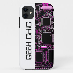 Circuit Pink 'Geek Chic' iPhone case white