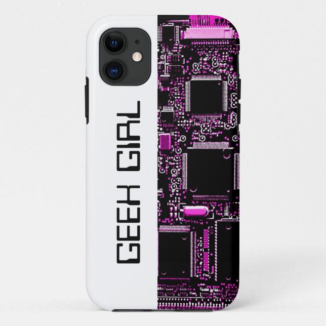 Circuit Pink "Geek Girl" iPhone case white (Back)