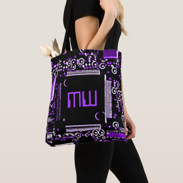 Circuit Purple 2 Monogram tote bag purple back (Close Up)