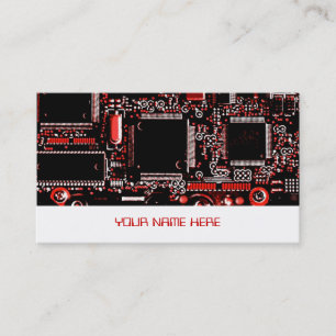 Circuit Red 2 business card template red