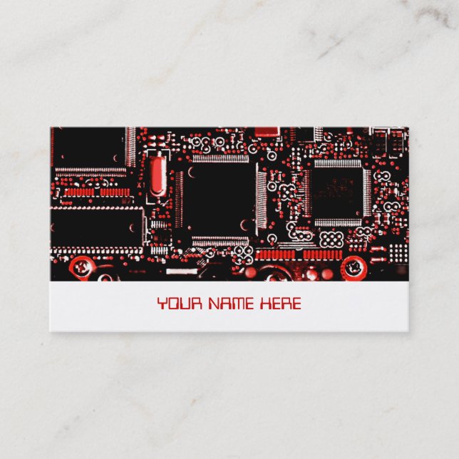 Circuit Red 2 business card template red (Front)