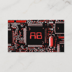 Circuit Red 2 'monogram business card template