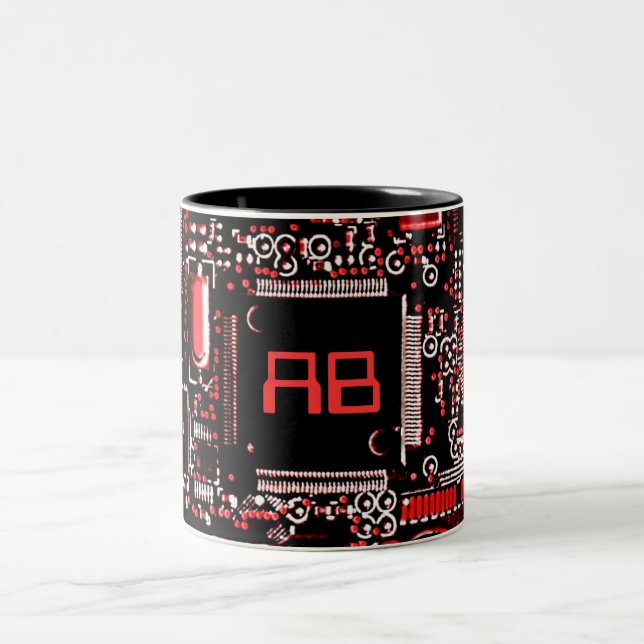 Circuit Red 2 monogram mug (Center)