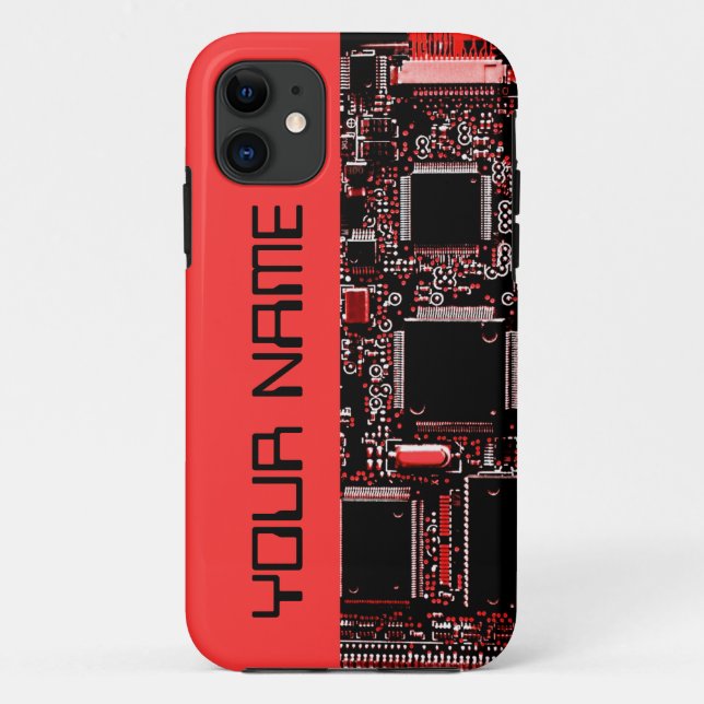Circuit Red 2 "Name" iPhone case side red (Back)