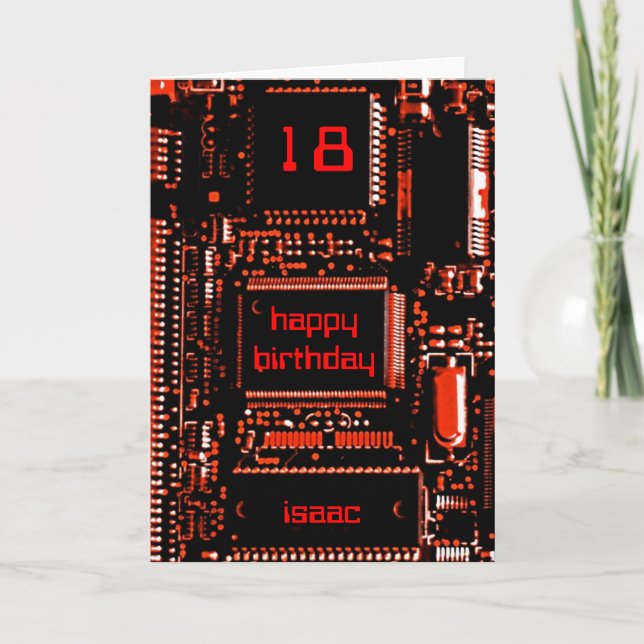 Circuit Red 'Age and Name' birthday card (Front)