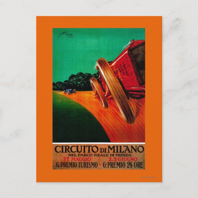 Circuito Di Milano Vintage PosterEurope Postcard (Front)