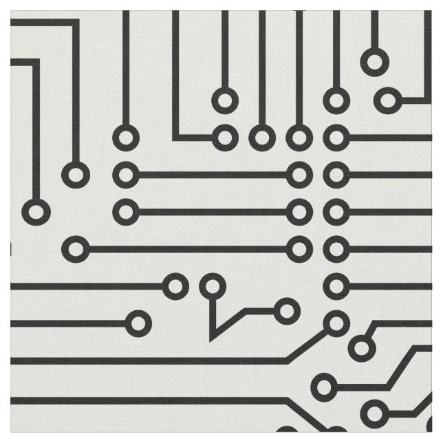 Circuitry - Black on White Fabric (Close Up)