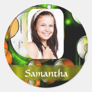 Circular abstract photo template classic round sticker